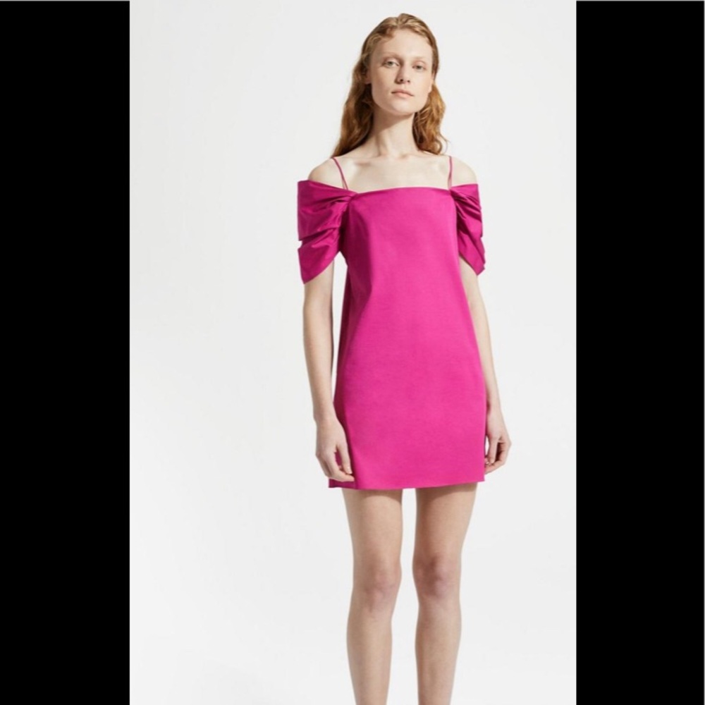 Theory Hot Pink Off-Shoulder Mini Dress